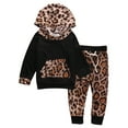 thumbnail image 1 of Franhais Baby 2PCS Outfit Set, Hoodie Front Big Pocket Top, Long Leopard Pattern Straps Pants Set, 1 of 8