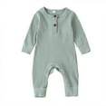 thumbnail image 1 of Franhais Baby Boy Girl Button Romper One Piece Knit Ribbed Long Sleeve Long Pants Jumpsuit, 1 of 1