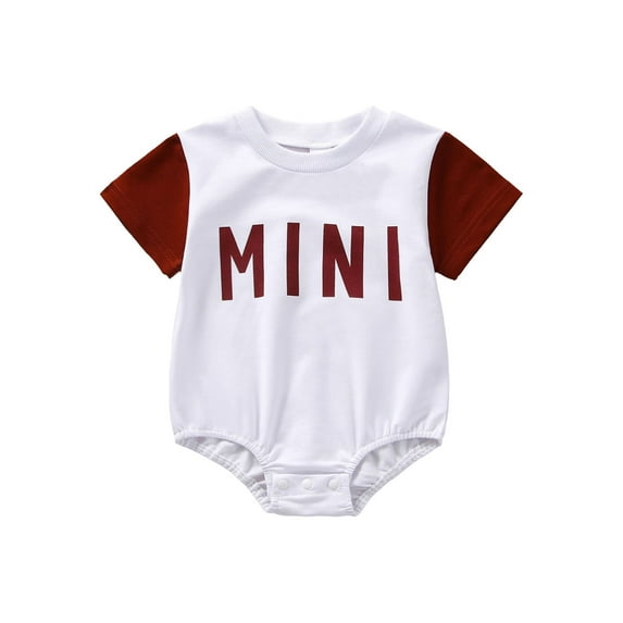 Franhais Baby Boy Girl Summer Jumpsuit Short Sleeves Letter Print Crew Neck Romper Bodysuit Birthday Gifts
