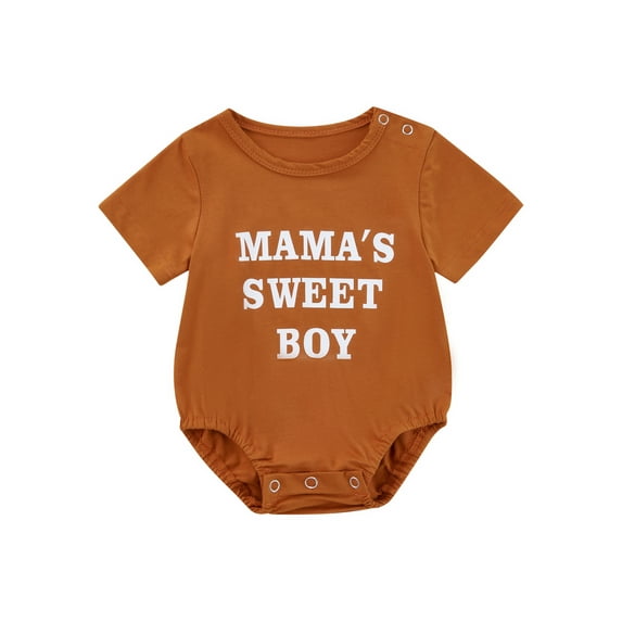 Franhais Baby Boy Romper, Short Sleeve Crew Neck Letters Print Summer Casual Daily Bodysuit