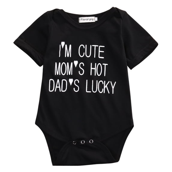Franhais Baby Boys Short Sleeve Romper Round Neck Letter Print Bodysuit Summer One-piece Outfit