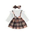thumbnail image 1 of Franhais Baby Girl Fall Outfits Long Sleeve Bow Front Dress Toddler Suspender Dress with Headband Set, 1 of 9