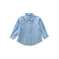 thumbnail image 1 of Franhais Baby Girl's Denim Outerwear Coat Long Sleeve Letter Print Button Down Shirts Tops Clothes, 1 of 7