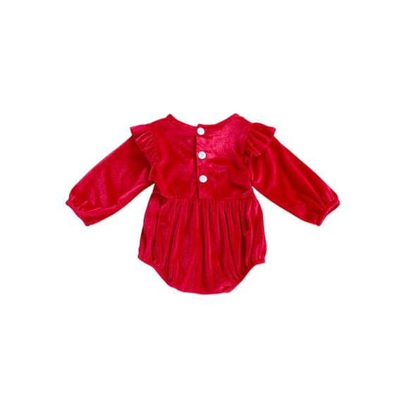 Franhais Baby Girl's Solid Color Romper Long Sleeve Round Neck Bodysuit Autumn Casual Outfits
