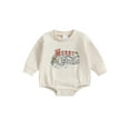 thumbnail image 1 of Franhais Baby Girls Christmas Crewneck Romper Long Sleeve Letter Print Loose Fit Playsuit 3-24 Months, 1 of 7