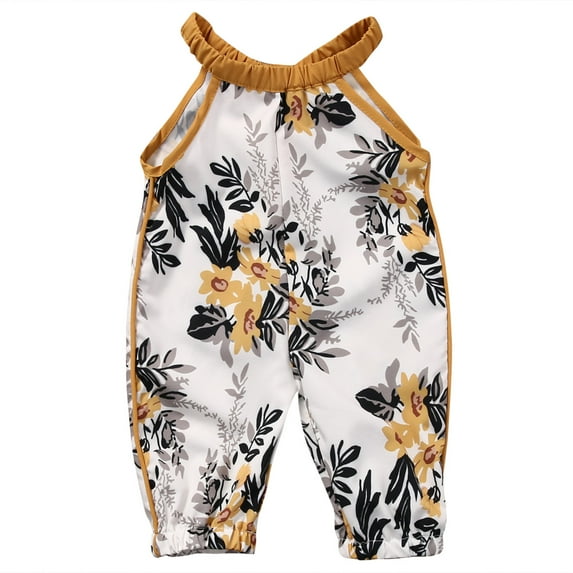 Franhais Baby Girls Jumpsuit,Floral Pattern Loose Romper,Summer One-Piece Long Pants Jumpsuit Pants