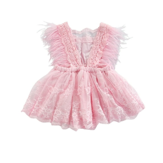 Franhais Baby Girls Sleeveless Romper, Summer Floral Lace Solid Color Tassel Bodysuit Tutu Dress