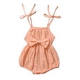 thumbnail image 1 of Franhais Baby Girls Summer Bodysuit, Tied Spaghetti Strap Sleeveless Romper with Waist Bowknot, 1 of 7