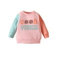 thumbnail image 1 of Franhais Baby Girls Sweatshirt, Long Sleeve Crew Neck Contrast Color Letters Flower Print Pullover, 1 of 7