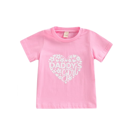Franhais Baby Girls T-shirt/ Bodysuit, Heart Flower Letter Print Round Neck Short Sleeve Pullover/ Romper