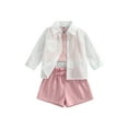 thumbnail image 1 of Franhais Baby Kids Girls Shorts Set, Crew Neck Tank Top +Elastic Waist Shorts and Sun-proof Jacket, 1 of 9