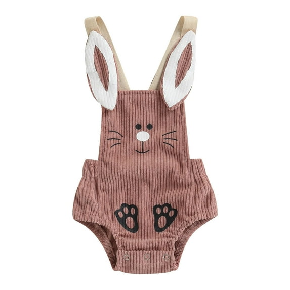 Franhais Baby Romper, Sleeveless Cartoon Rabbit Button Closure Corduroy Bodysuit for Girls Boys