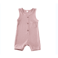 thumbnail image 1 of Franhais Baby Summer Romper, Solid Color Sleeveless Round Neck Button Closure Ribbed Jumpsuit, 1 of 9