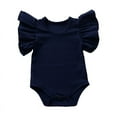thumbnail image 1 of Franhais Baby Summer Rompers, Solid-Color Ribbed O-Neck Ruffle Sleeves Closefitting Jumpsuit, 1 of 8