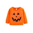 thumbnail image 1 of Franhais Children Halloween Printed Pattern Pullover, Long Sleeve Round Collar Tops, Black/ Orange, 1 of 7