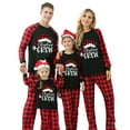 thumbnail image 1 of Franhais Christmas Family Pajamas Sets, Long-Sleeved Letter Print Round Neck Tops + Plaid Pattern Trousers Sleepwear Outfits, 1 of 8