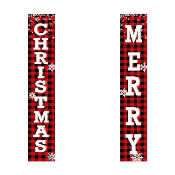 Franhais Christmas Porch Banner Cartoon Letter Print Hanging Door Banner Sign for Holiday Home Yard Indoor Outdoor Decorations