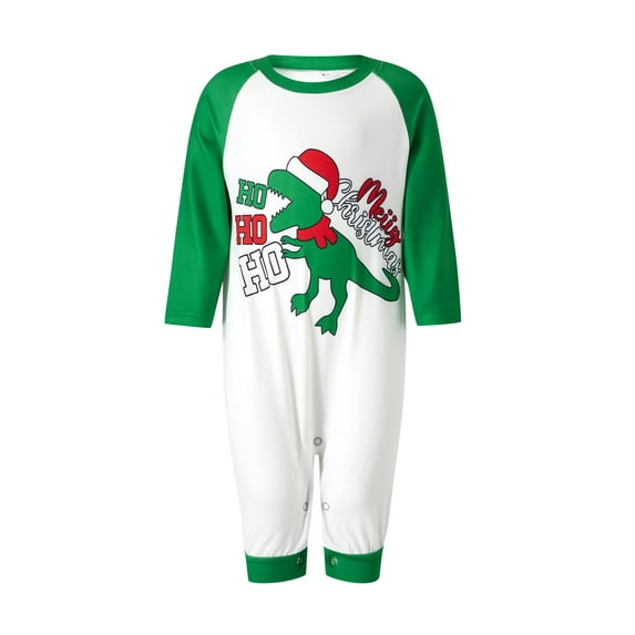Franhais Family Matching Pajamas Set, Dinosaur Print O-Neck Long Sleeve Tops+ Plaid Long Pants