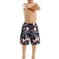 thumbnail image 1 of Franhais Father Son Swimwear Short Pants, Summer Quick Drying Leaf Flower Print Elastic Waist Bathing Suit, 1 of 7