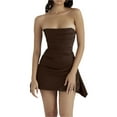 thumbnail image 1 of Franhais Female Short Dress, Solid Color Sleeveless Strapless Low-Cut Bodycon One-Piece Outfit, 1 of 9