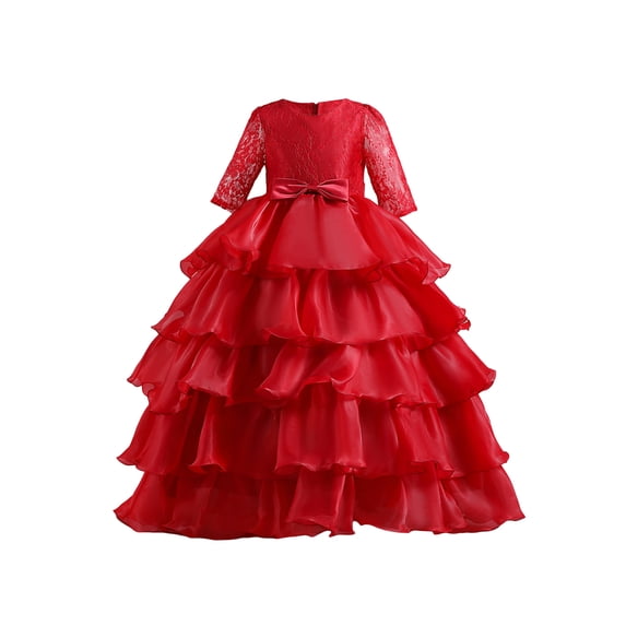 Franhais Girl Princess Dress, Children Baby Floral Lace Decor Multi-Layer Ruffle Tutu Summer Skirt