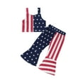 thumbnail image 1 of Franhais Independence Day Kids Girls Outfits Summer Tops and Stars Stripe Printed Casual Flared Pants Set, 1 of 8