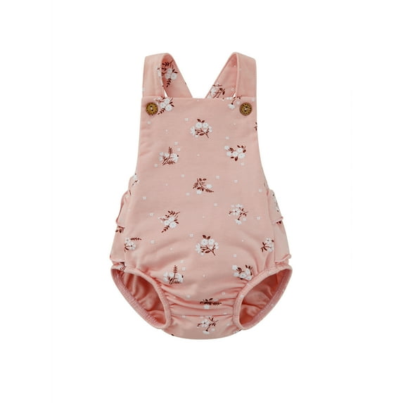 Franhais Infant Baby Girl Summer Jumpsuit, Flower Print Sleeveless Square Neck Elastic Cuff One-Piece Bodysuit