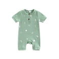 thumbnail image 1 of Franhais Infant Baby Summer Jumpsuit, Knit Ribbed Cartoon Moon Prints Romper Short Sleeve O-neck One-Piece Clothes, 1 of 8