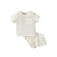 thumbnail image 1 of Franhais Infant Two-piece Layette, Solid Color Round Neck Short Sleeve Tops and Elastic Waist Shorts, White/ Brown/ Coffee, 1 of 9