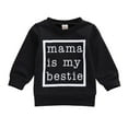 thumbnail image 1 of Franhais Kids Baby Letter Printing Pullover, Ribbed Closing Classic Round Neck Top Cloth, Autumn Spring Black White Sweatshirt, 1 of 6