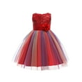 thumbnail image 1 of Franhais Kids Formal Dress, Flower Sequins Round Collar Sleeveless One-Piece Sundress, 1 of 2