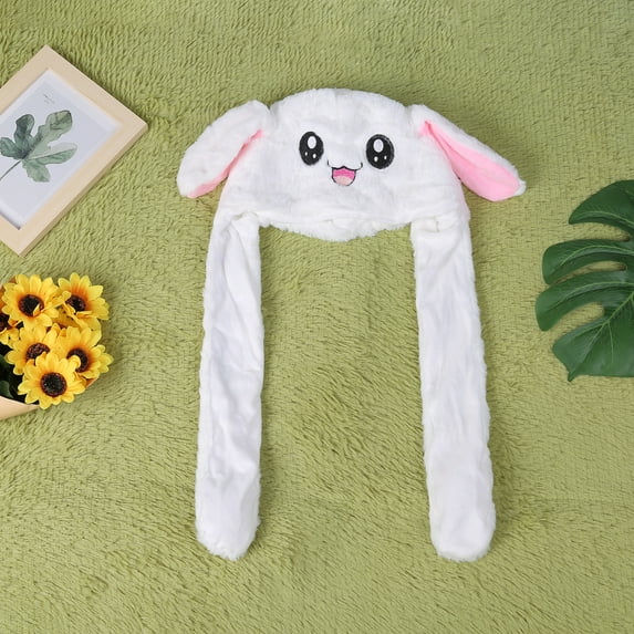 Franhais LED Plush Hat with Removable Ears Cute Claws Airbag Cap Cosplay Accessory for Women /Boys / Girls Glowing Plush Moving Rabbit Hat Ear Moving Jumping Funny Bunny Plush Hat Cap Party Holiday