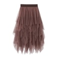 thumbnail image 1 of Franhais Lady ´s Fashionable Solid Color Mesh Skirt, Irregular Elastic Tulle Bubble Skirt, Daily Life and Vacation, 1 of 7