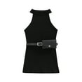 thumbnail image 1 of Franhais Little Girls Summer Dress with Waist Bag, Sleeveless Hollow Shoulder O-Neck Plain Ribbed Dress + Adjustable Solid Waist Bag, 1 of 7
