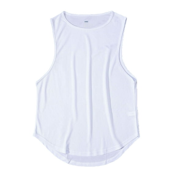 Franhais Men Sports Tank Top Sleeveless Round Neck Solid Color Tops Running Fitness Tops for Men