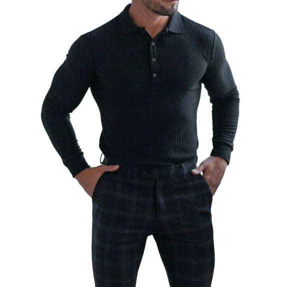 Franhais Men's Spring Autumn Casual Shirts Solid Color Long Sleeve Lapel Tops Button Shirts for Party