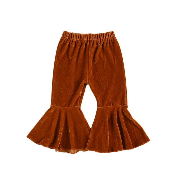 Franhais Newborn Baby Girls Flare Pants, Toddler Velvet Casual Elastic Waist Long Trousers