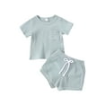 thumbnail image 1 of Franhais Newborn Infant Outfits Sets, Ribbed Knit Short Sleeve T-shirt + Short Pant Clothes Set, 1 of 9