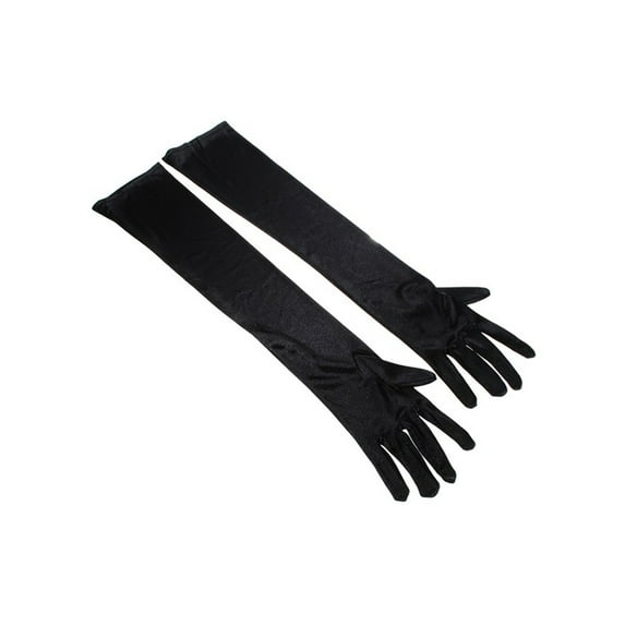 Franhais Satin Women Gloves, Long Solid Color Elbow Length Fancy Dress Wedding Prom Accessory