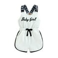 thumbnail image 1 of Franhais Toddler Baby Girls Summer Romper, Sleeveless Crew Neck Letter Print Short Jumpsuit Elastic Waist One-Piece Clothes, 1 of 9
