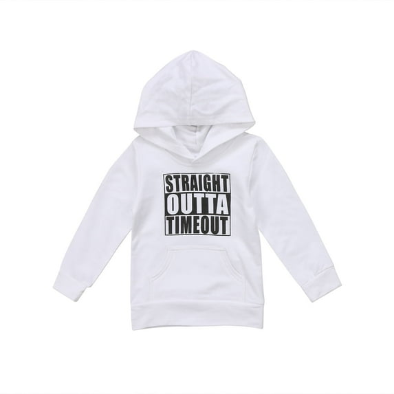 Franhais Toddler Baby Long Sleeve Hood Pullover Fashion Letter Print Cotton Casual Sweatshirt