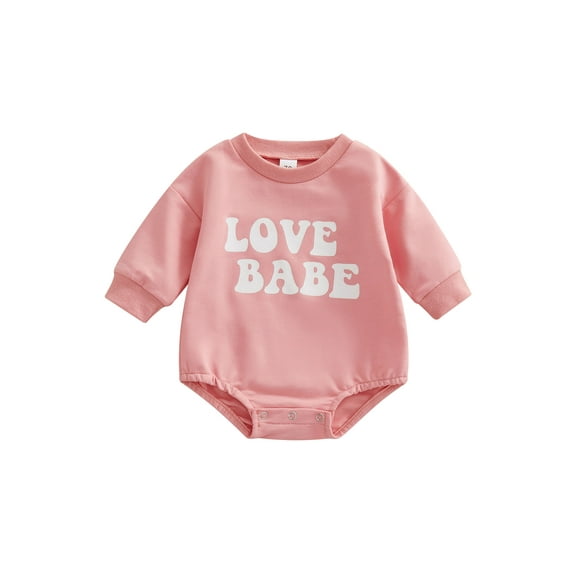 Franhais Toddler Baby Sweatshirt Rompers Letter Print Casual Crew Neck Long Sleeve Jumpsuit