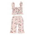 thumbnail image 1 of Franhais Toddler Girl’s Vest and Trousers Set Fashion Flower Button Ruffle Camisole and Flared Pants, 1 of 9