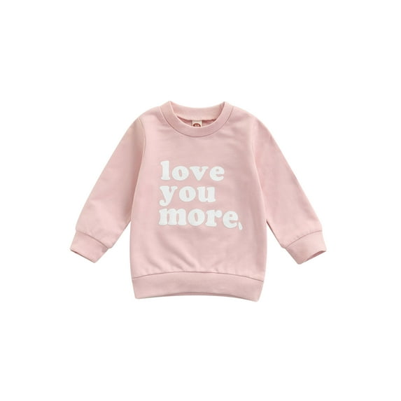 Franhais Toddler Girls Letter Print Pullovers, Cute Long Sleeve Round Neck Loose Sweatshirts