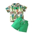 thumbnail image 1 of Franhais Toddler Kids Boys 2 Pieces Outfit, Animals Leaves Print Short Sleeve Shirts + Solid Color Shorts Summer Set, 1 of 8