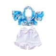thumbnail image 1 of Franhais Toddler Kids Girls 2 Pieces Outfits, Daisy Print Halterneck Off-Shoulder Short Sleeve Tops + Solid Color Strappy Shorts Set, 1 of 9