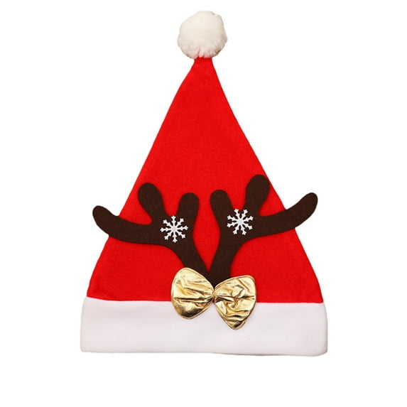 Franhais Unisex Santa Claus Hat for Adult/ Child, Christmas Cap with Fluffy Plush Brim and Pom Pom Ball, Ideal Gifts for Friends