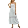 thumbnail image 1 of Franhais Women Beach Tube Dress with Lace Flowers, Solid Color Elegant Style Long Type Clothing, 1 of 9