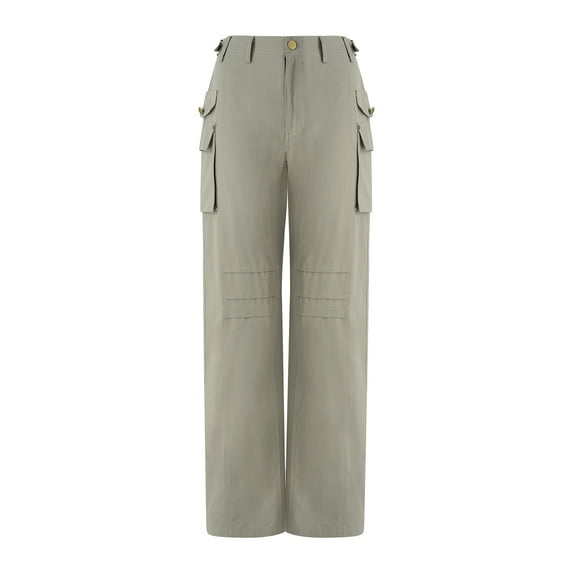 Franhais Women Casual Trousers, Low Waist Solid Color Multiple Pockets Wide Leg Loose Long Pants