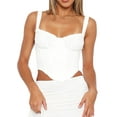 thumbnail image 1 of Franhais Women Cropped Vest Tops Fashion Sleeveless Off Shoulder Pleated Irregular Hem Casual Party Street Shirt, 1 of 6